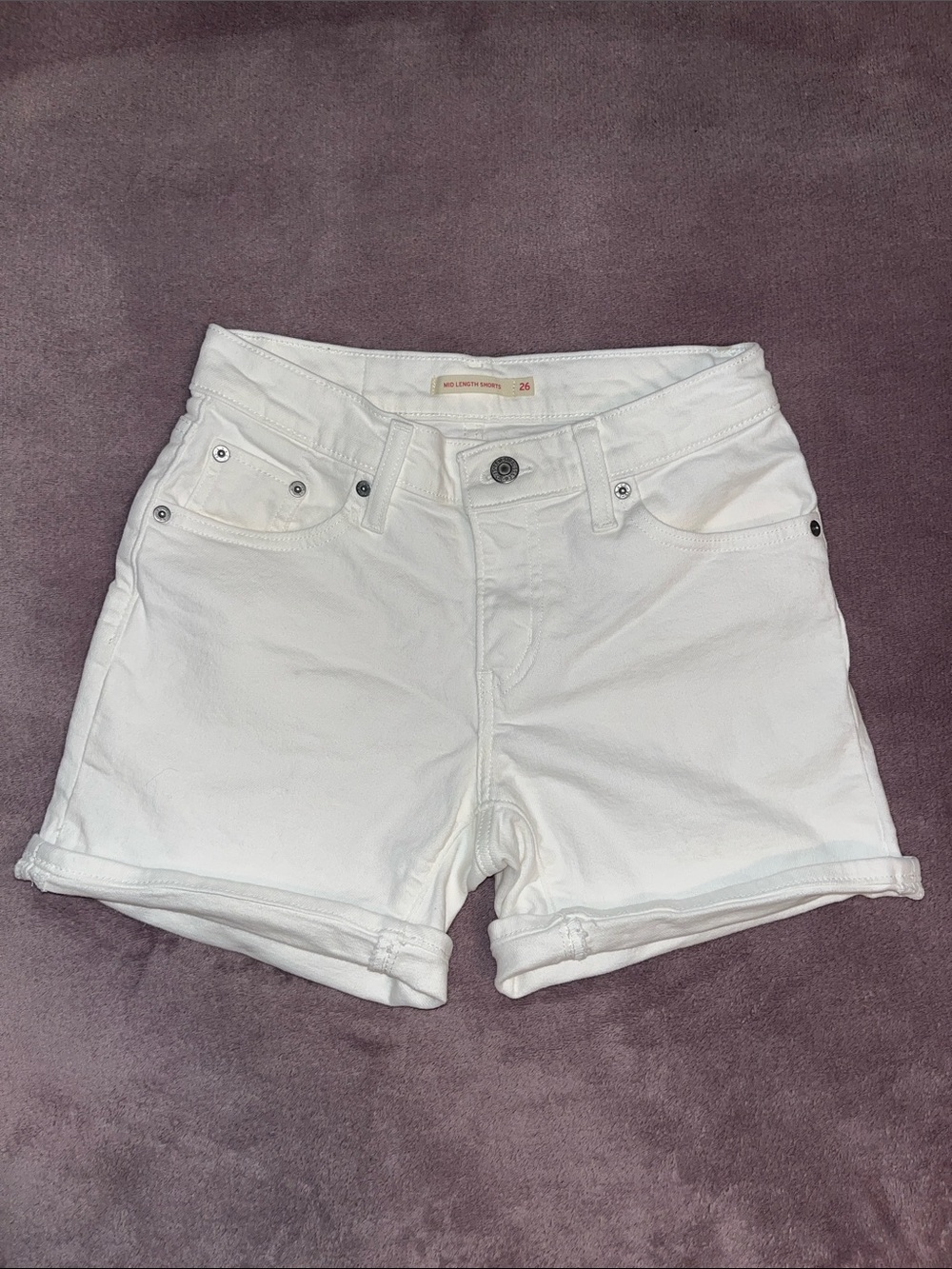 Levi's White Denim Rolled Hem Women's Shorts